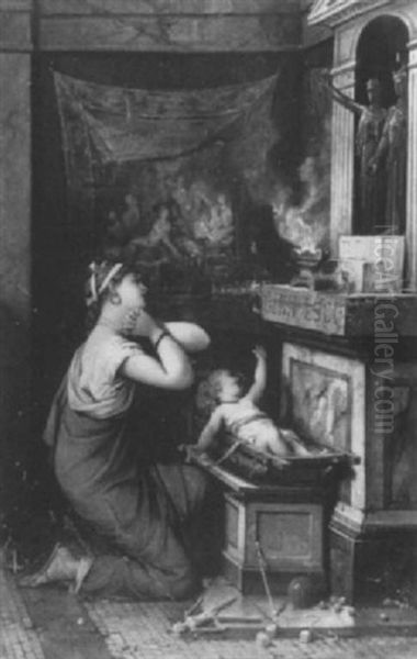 Romische Anbetungsszene Oil Painting by Louis Hector Leroux