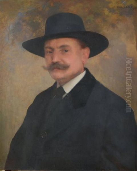 Portrait D'homme Au Chapeau Noir Oil Painting by Paul Alexandre Alfr. Leroy