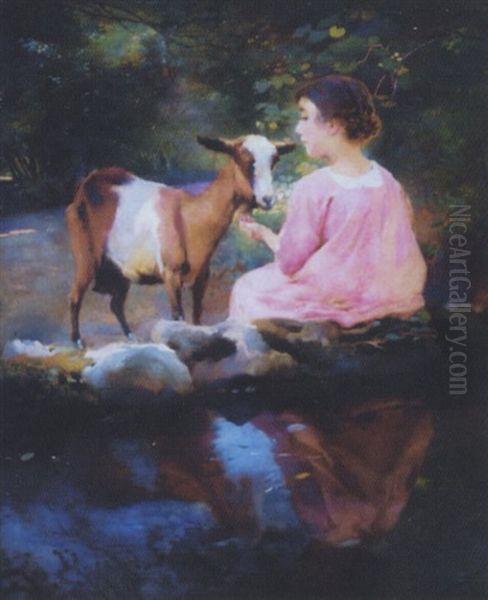 A La Fontaine, Alger Oil Painting by Paul Alexandre Alfred Leroy