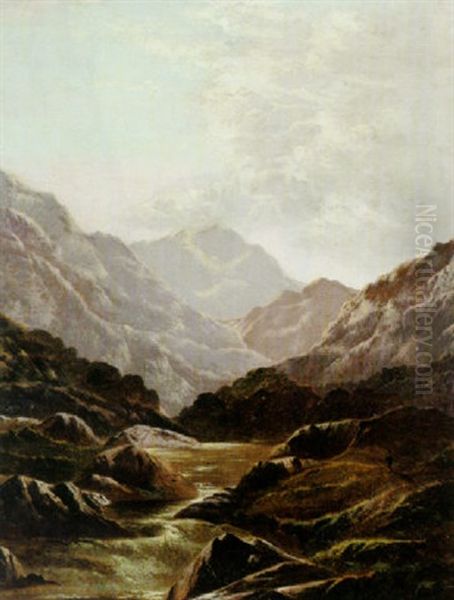Gebirgslandschaft Im Schottischen Hochland Oil Painting by Charles Leslie