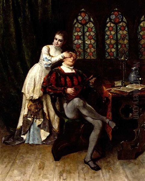 The Lovers Oil Painting by Adolphe Alexandre Lesrel