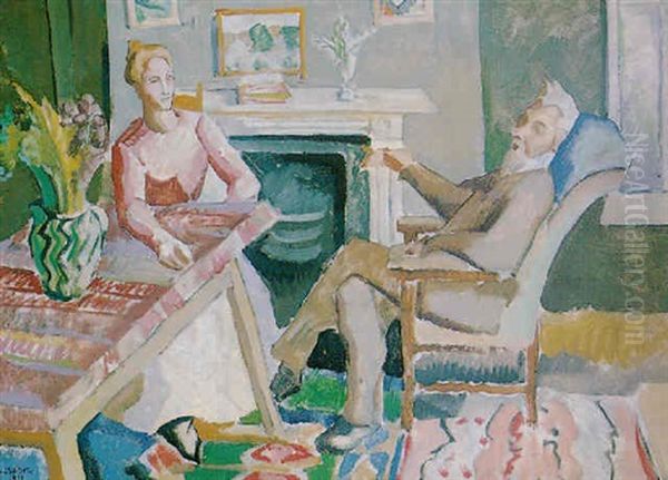 Conversation Oil Painting by Therese Lessore