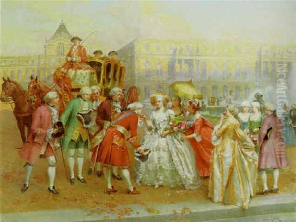 The Greeting Oil Painting by Henri Victor Lesur