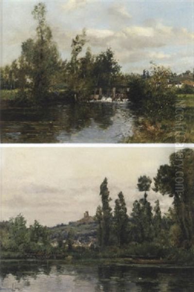 Les Peupliers De La Char Oil Painting by Maurice Levis