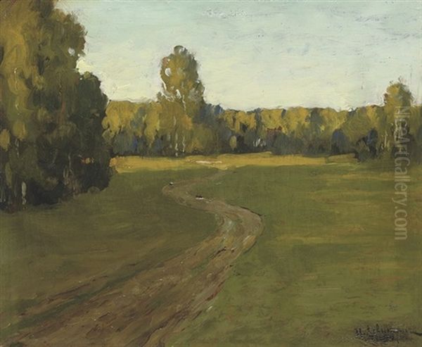A Summer Landscape Oil Painting by Isaak Levitan