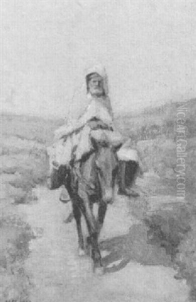 Vieux Juif Sur Son Mulet Oil Painting by Alphonse Jacques (Said) Levy