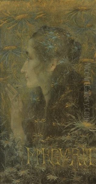 Presumed Portrait Of Marguerite Moreno Oil Painting by Lucien Levy-Dhurmer