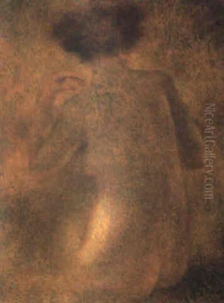 Femme De Dos Aux Cheveux Roux Oil Painting by Lucien Levy-Dhurmer