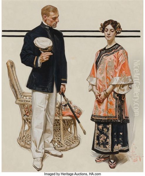 The Rescue Of Theophilus Newbegin, The Saturday Evening Post Oil Painting by Joseph Christian Leyendecker