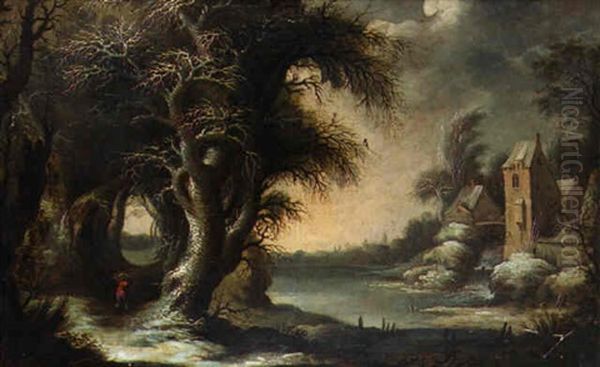 Paysage De Lac Gele Dans La Campagne Flamande Oil Painting by Gysbrecht Leytens