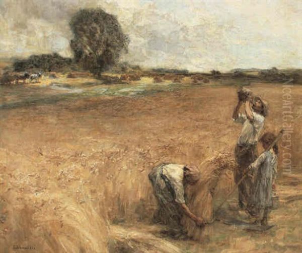 Moissonneur Buvant A La Gourde (la Soif) Oil Painting by Leon Augustin L'Hermitte