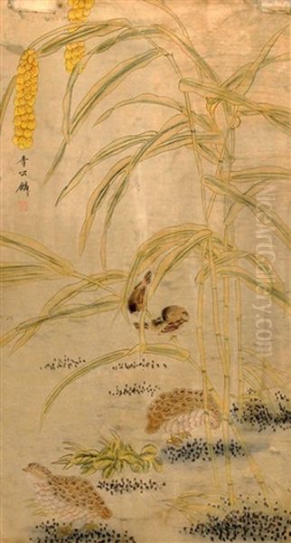 A Fine Chinese Painting Attributed To Li Gong Qi Oil Painting by  Li Gonglin