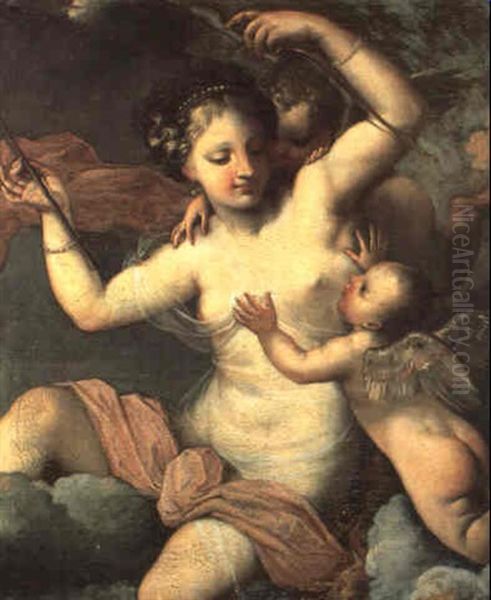 Venere Che Disarma Un Amorino Oil Painting by Pietro Liberi