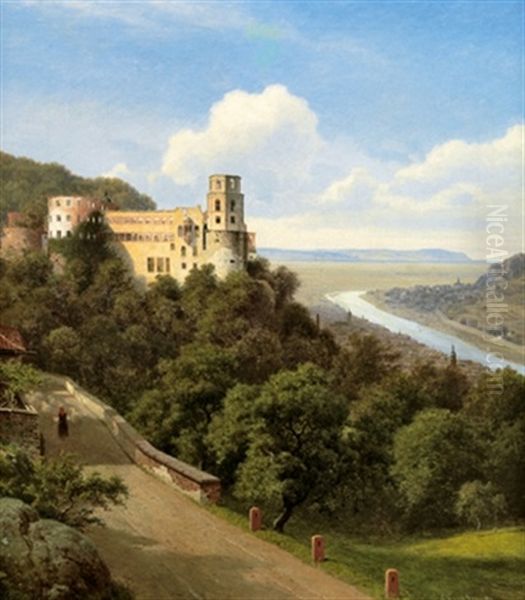 Blick Auf Schloss Heidelberg Oil Painting by Georg Emil Libert