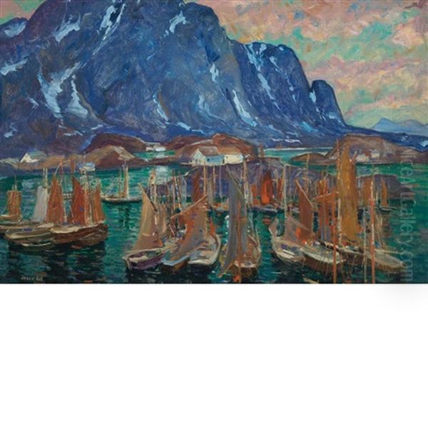 The Fleet Oil Painting by Jonas Lie