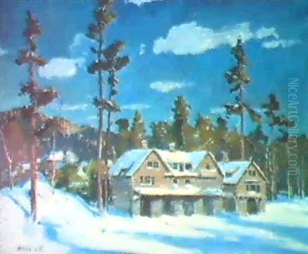 A Mountain House In The Adirondacks Oil Painting by Jonas Lie