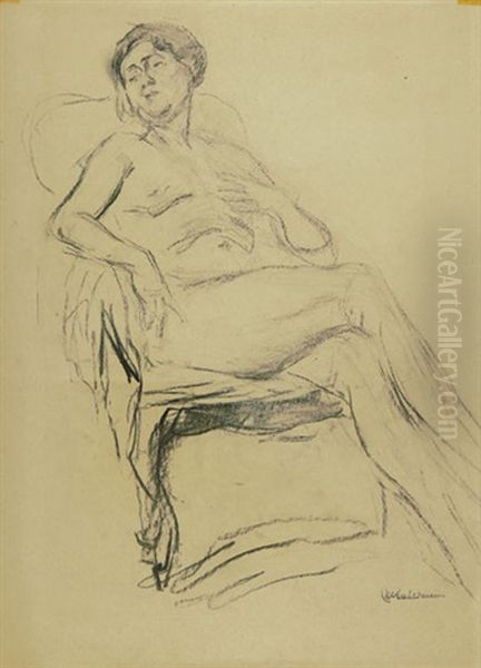 Sitzender Weiblicher Akt Oil Painting by Max Liebermann