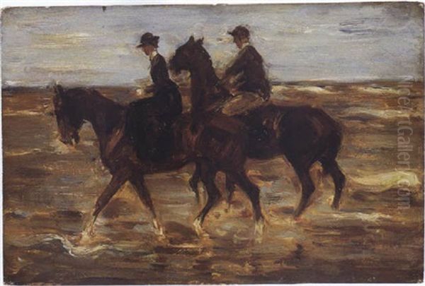 Reiter Und Reiterin Am Strand Nach Links Oil Painting by Max Liebermann