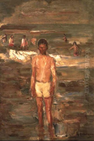 Badender Knabe Oil Painting by Max Liebermann