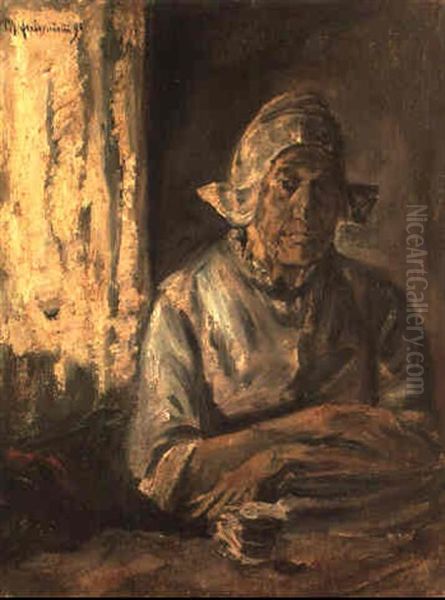 Alte Frau Am Fenster Oil Painting by Max Liebermann