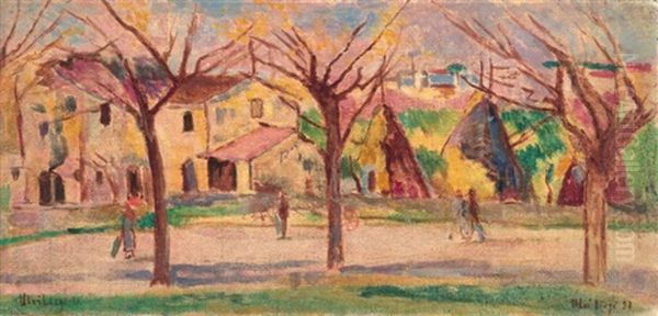 Case Coloniche In Via Delle Cento Stelle A Firenze Oil Painting by Ulvi Liegi (Luigi Levi)