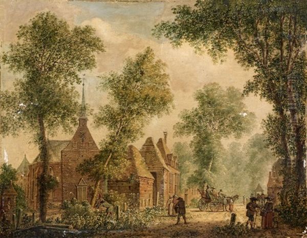 L'entree Du Bourg Oil Painting by Paul van Liender