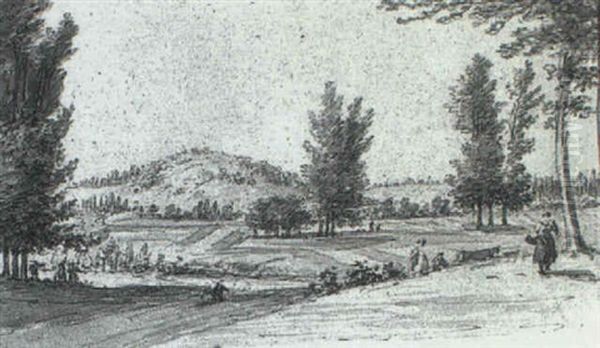 Travellers In A Hilly Landscape Oil Painting by Pieter Jan van Liender