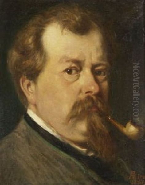 Selbstbildnis Des Kunstlers Oil Painting by Adolf Heinrich Lier
