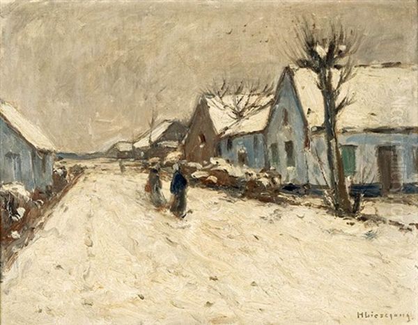 Winterliches Dorf Am Niederrhein Oil Painting by Helmuth Liesegang