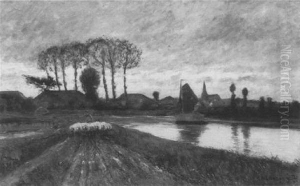 Landschaft Am Niederrhein Oil Painting by Helmuth Liesegang