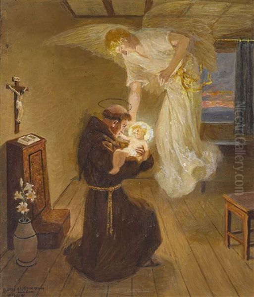 Hl. Antonius Mit Kind Und Engel Oil Painting by Hans Lietzmann