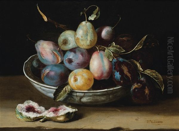 Nature Morte A La Coupe De Prunes Oil Painting by Jacques Linard