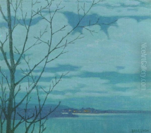 Arvika Fran Kyrkviken - Nattstycke Oil Painting by Bror Lindh