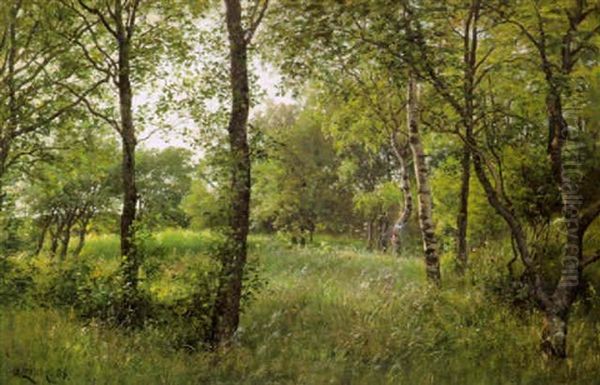 Metsaaukeama Oil Painting by Berndt Adolf Lindholm