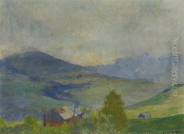 Faneren Mit Wolkenschatten Oil Painting by Carl August Liner