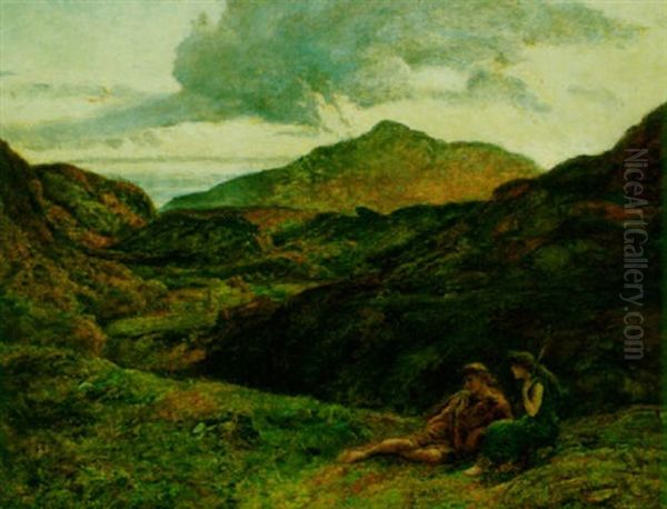 The Shepherdess Oil Painting by John Linnell