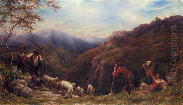 Goat Herds In The Appenines Oil Painting by William Linnell