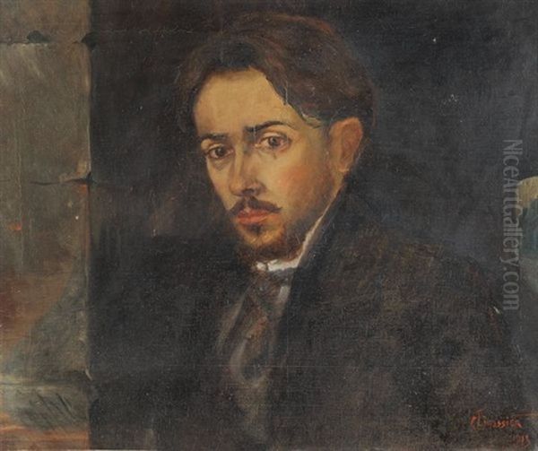 Autoportrait A Vingt Ans Oil Painting by Claudius Linossier