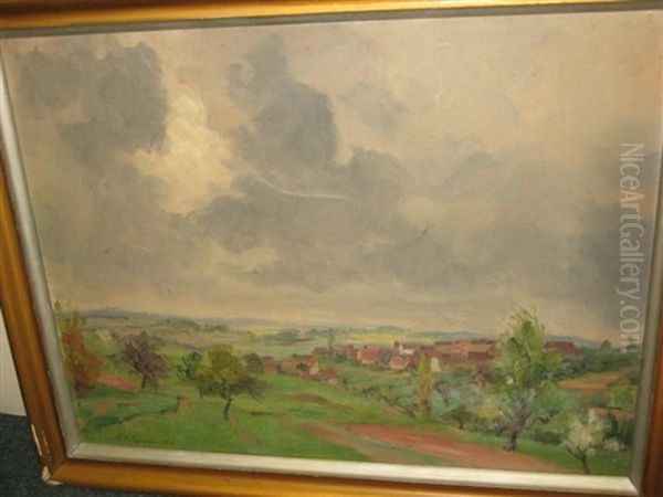 Vast Landscape With Storm Clouds Oil Painting by Karl Friedrich Lippmann