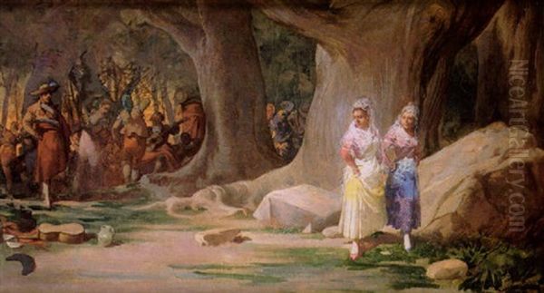 La Romeria Oil Painting by Angel (Monedero) Lizcano y Esteban