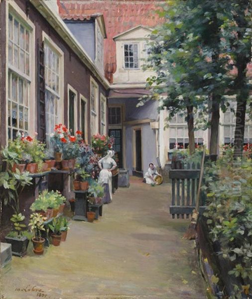 In The Back Garden Oil Painting by Maurice Lobre