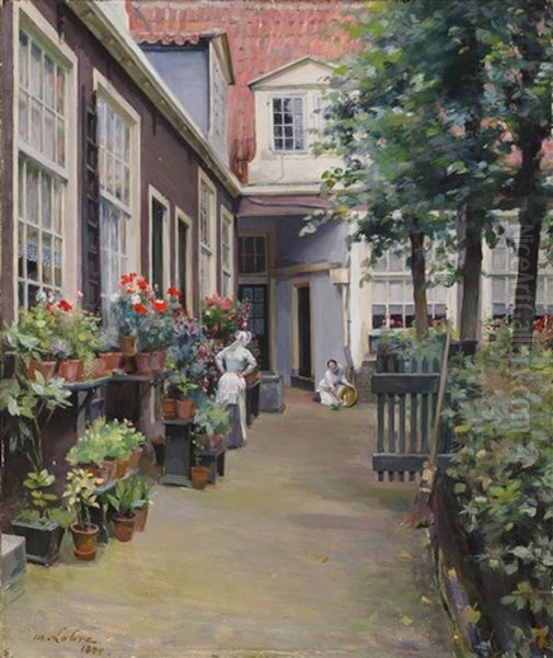 In The Back Garden Oil Painting by Maurice Lobre