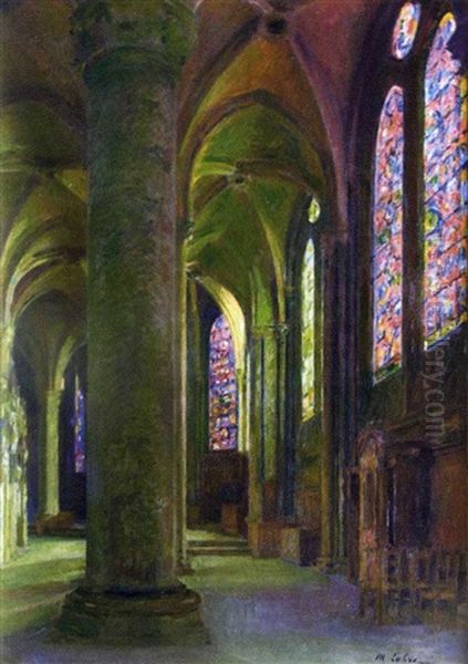 Interieur D'eglise Oil Painting by Maurice Lobre