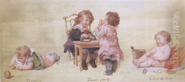 A Child's Dinner Party Oil Painting by Timoleon Marie Lobrichon
