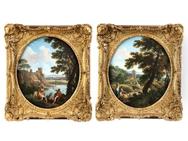 Sudliche Landschaften Im Hochoval Mit Staffagefiguren Oil Painting by Andrea Locatelli