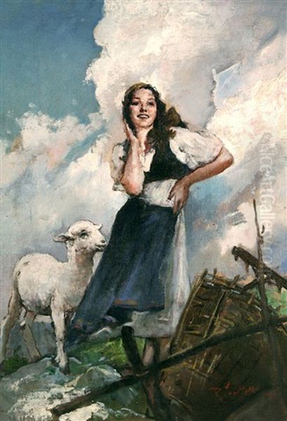 Pastorella Oil Painting by Romualdo Locatelli