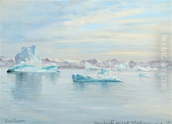 Landscape From Disko Bay Oil Painting by Carl Ludvig Thilson Locher