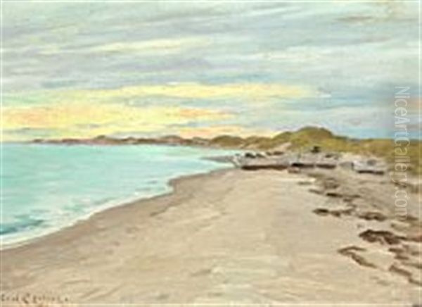 Skagen Beach Oil Painting by Carl Locher