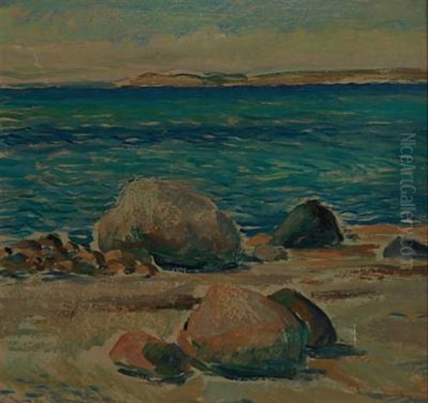 Coastal Scene From Hornbaek, Denmark Oil Painting by Carl Ludvig Thilson Locher
