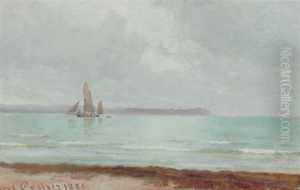 Marine Med Sejlskib Oil Painting by Carl Locher